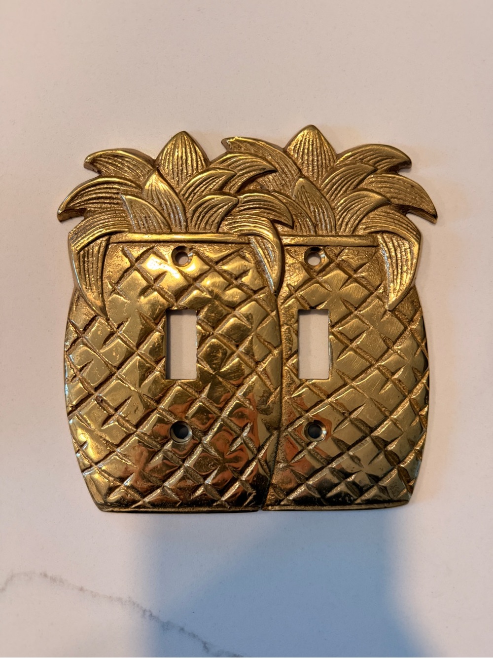 Pineapple Double Toggle Light Switch Cover - Brass